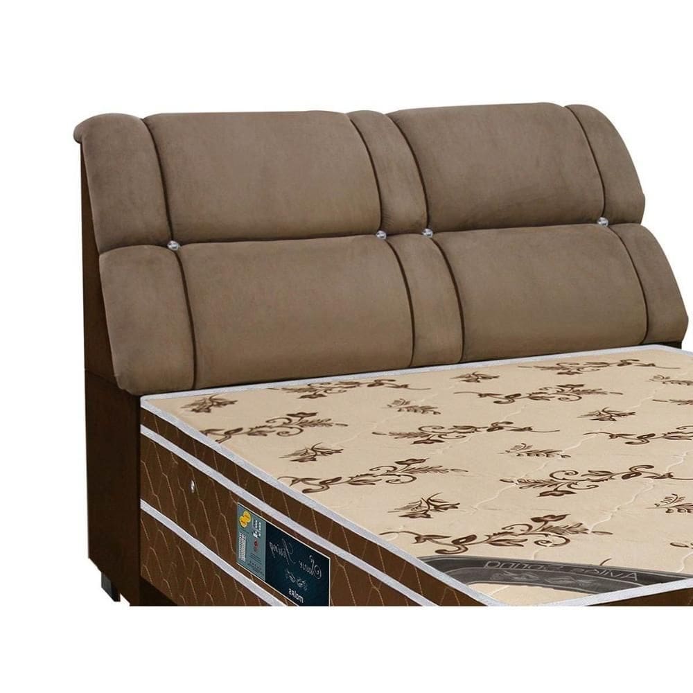 Cabeceira Cama Box Estofada King King Imperador Suede Marrom Chocolate - Simbal