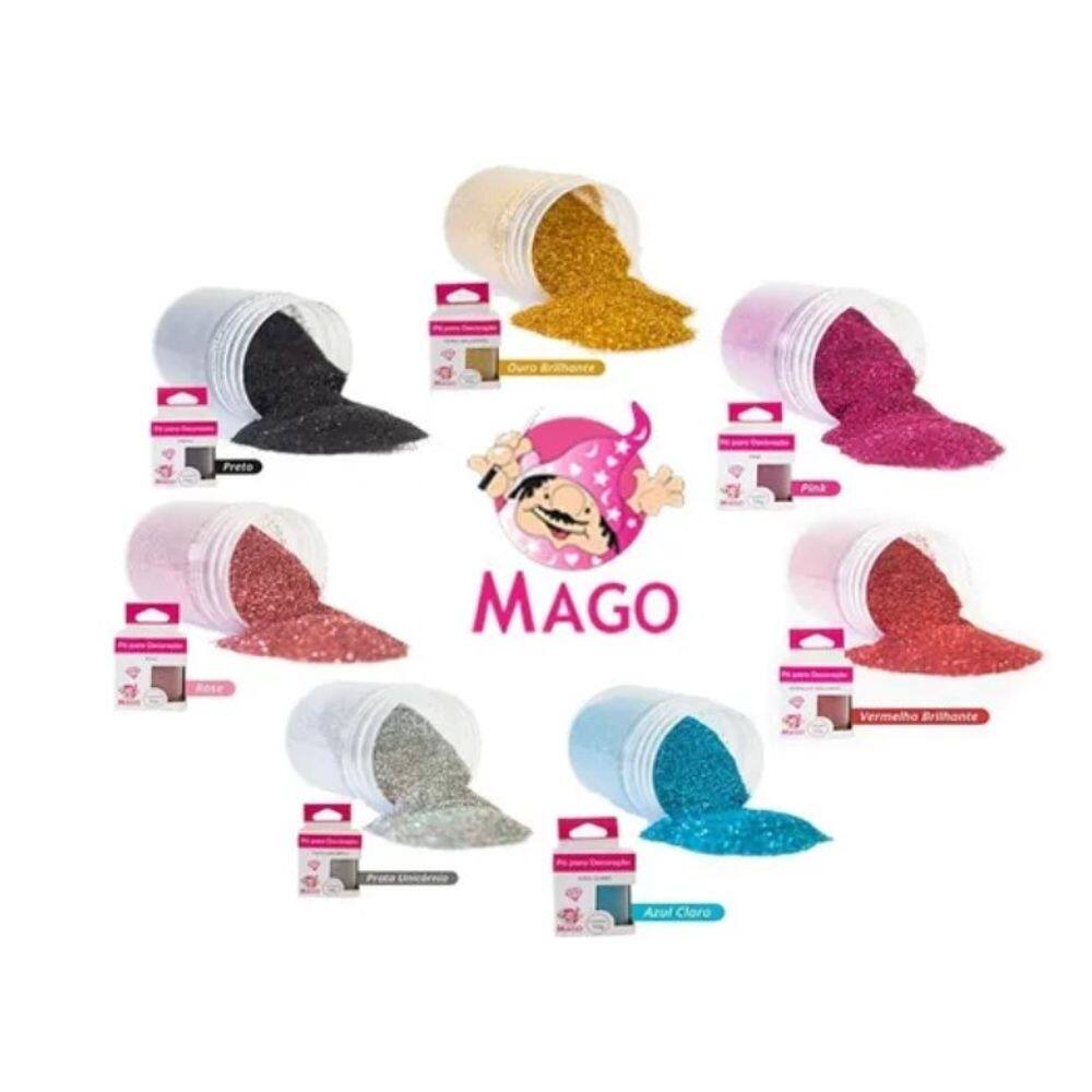 Kit Pó Decoração Mago 10g - 7 cores (Novas cores)