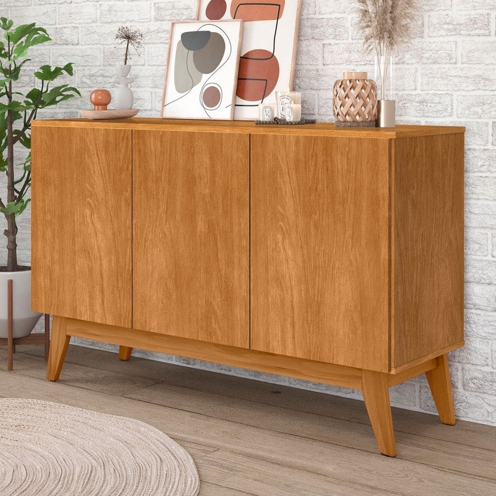 Balcão Buffet Ares Lux 3 Portas 2 Prateleiras Nature - Tebarrot