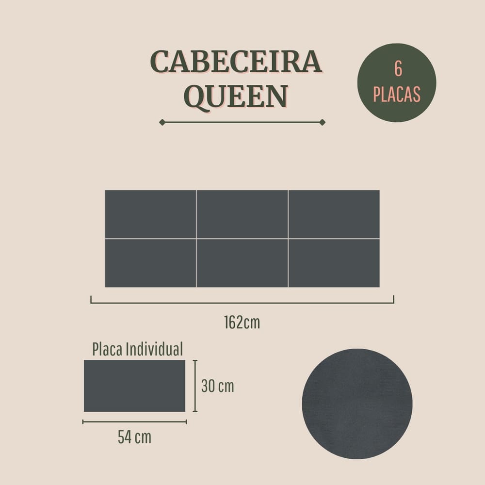 Cabeceira Queen Estofada Kit 6 Placas Retangular - Suede Cinza Escuro