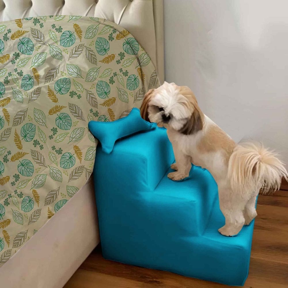 Escada Pet Para Cães e Gatos Teddy 3 Degraus Turquesa