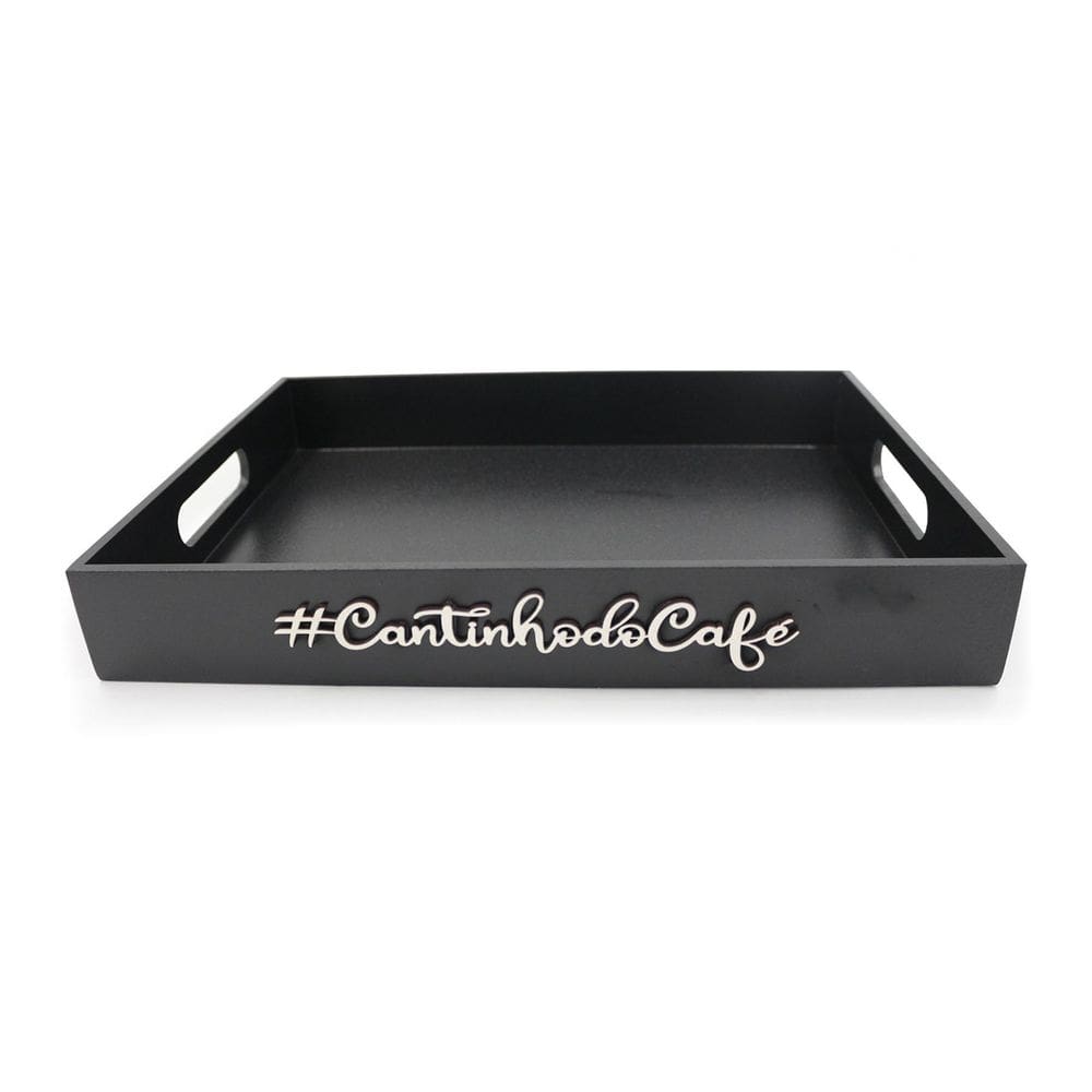 Bandeja cantinho café decoração grande preta madeira mdf