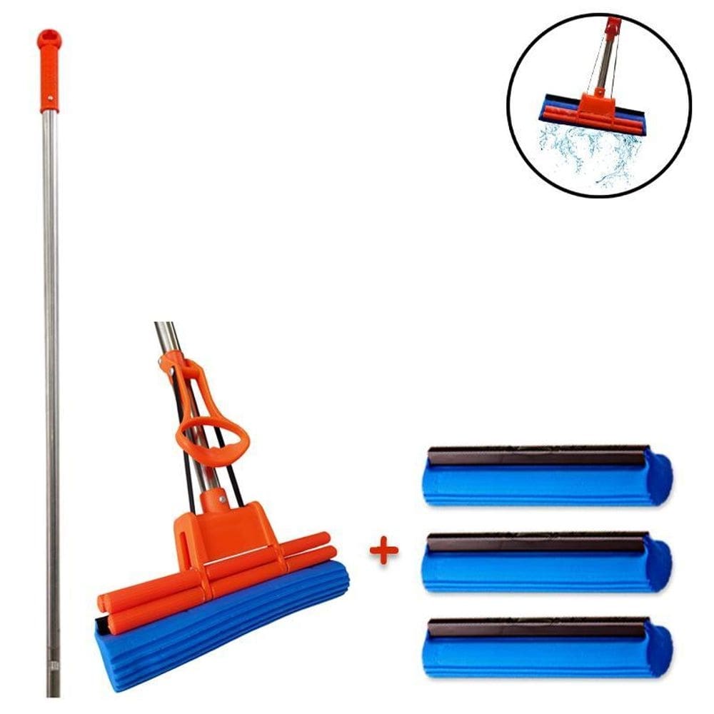 Kit rodo mágico com 3 refis extra espuma limpa e seca 27 cm
