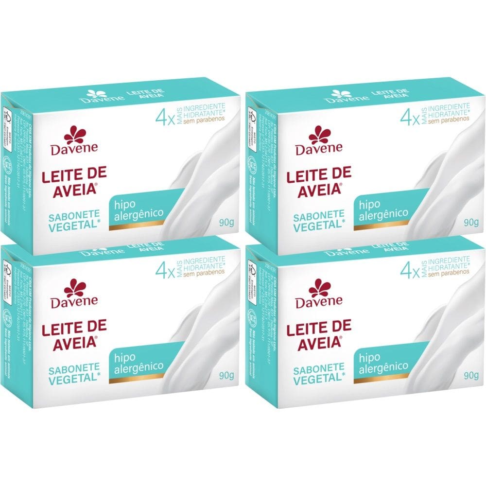 4UN Sabonete Vegetal Leite Aveia Hipoalergenico 90g Davene