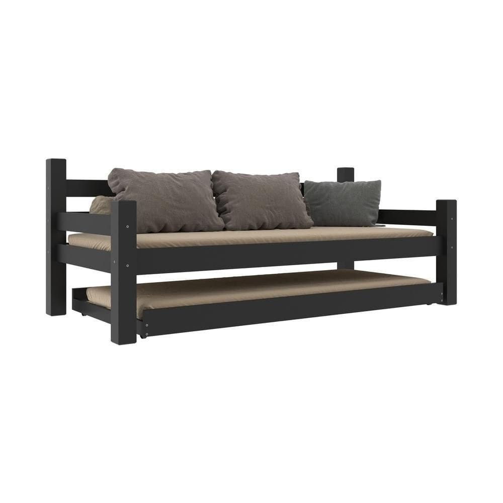 Bicama Madeira Maciça Com Colchões Inclusos Paris Multimóveis Cr4160 Preta