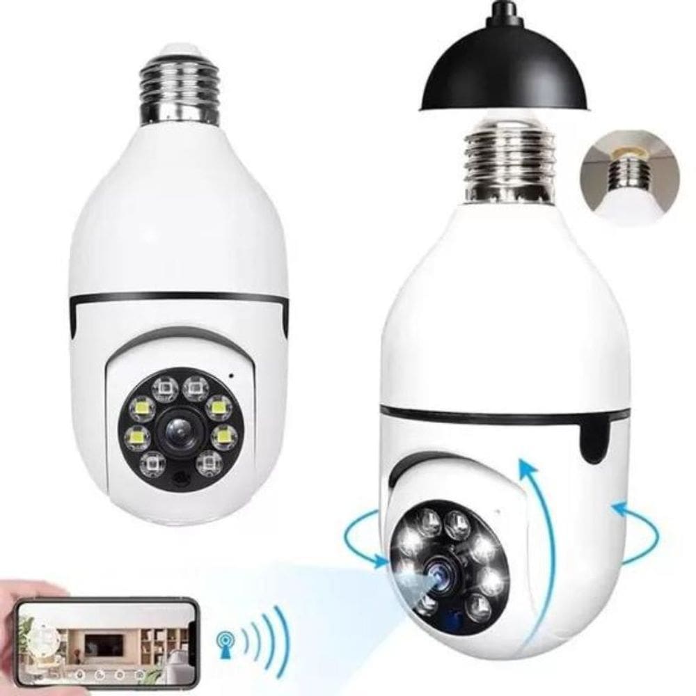 Camera ip 360 giratoria wifi lampada interna externa