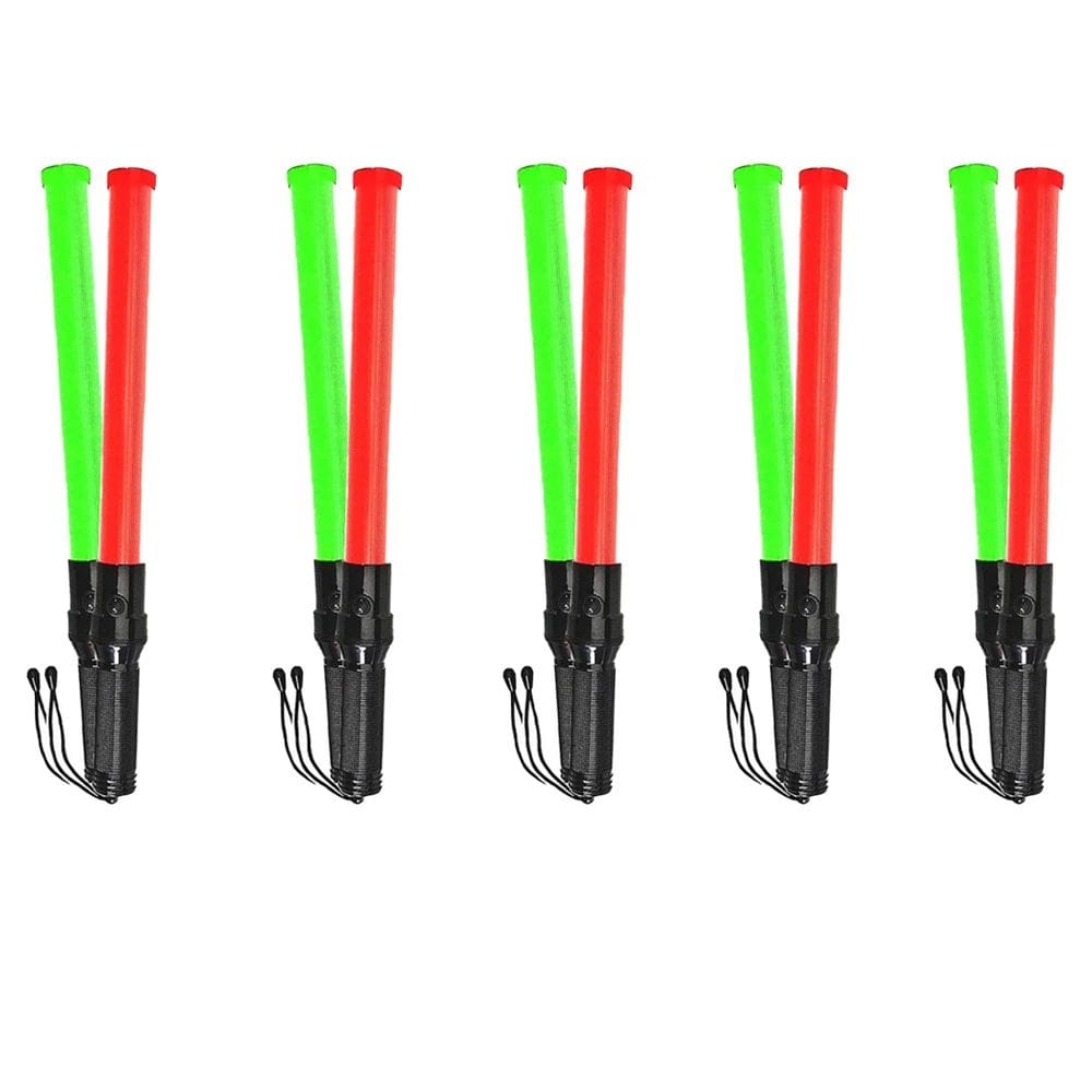 Bastao Sinalizador 2 Cores Kit 5 Unidades Grande Led Fluorescente Fiscalizaçao Estacionamento