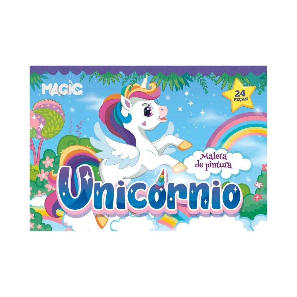Maleta de Pintura Infantil 24 peças Dinos, Princesas, Unicórinio Magic Kids - Escolha o Tema