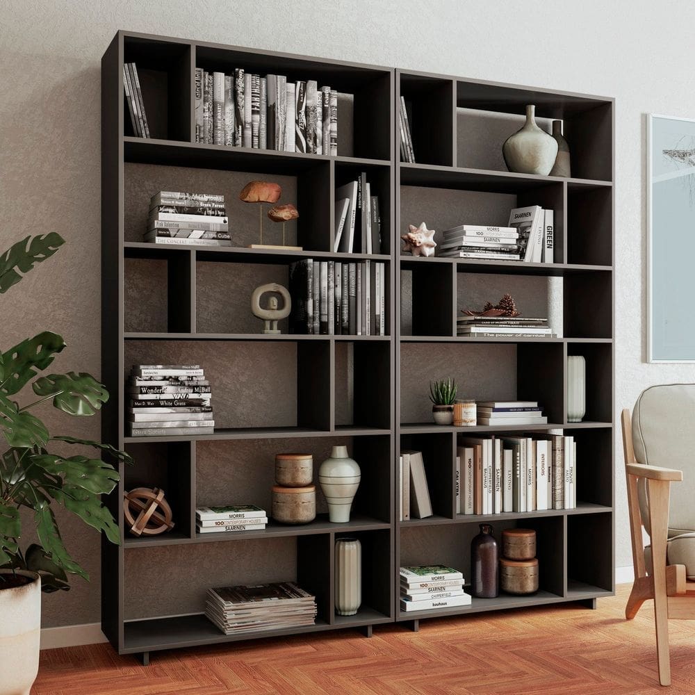 Conjunto 2 Estantes para Livros Euforia Yescasa em Mdp Preto