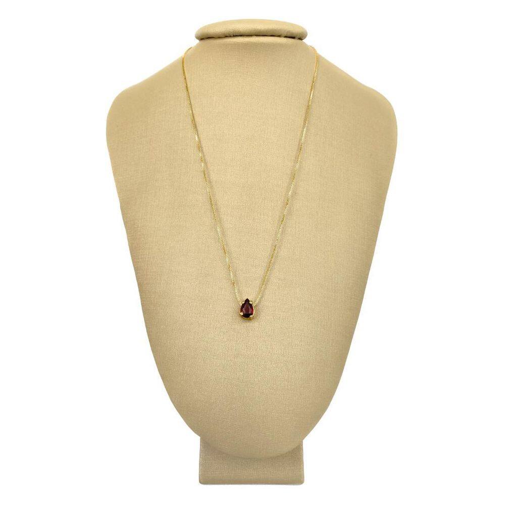 Colar prata 925 + ouro granada delicada e elegante