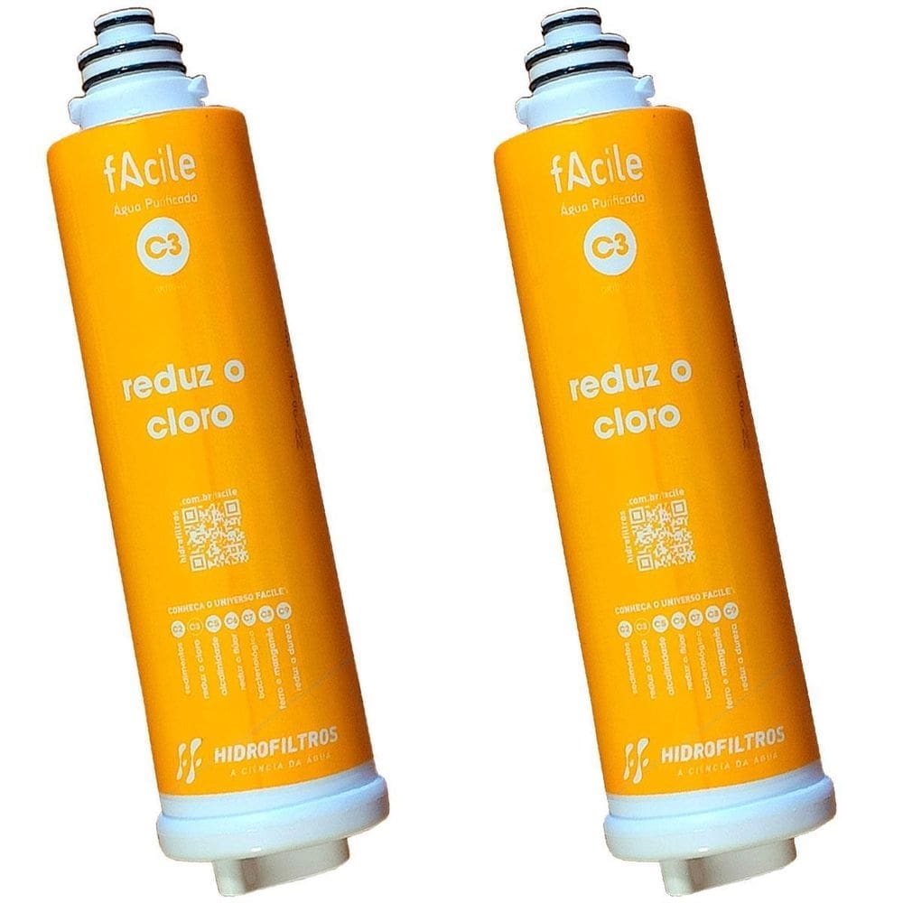 Kit 2 refil filtro facile c3 purificador agua hidrofiltros