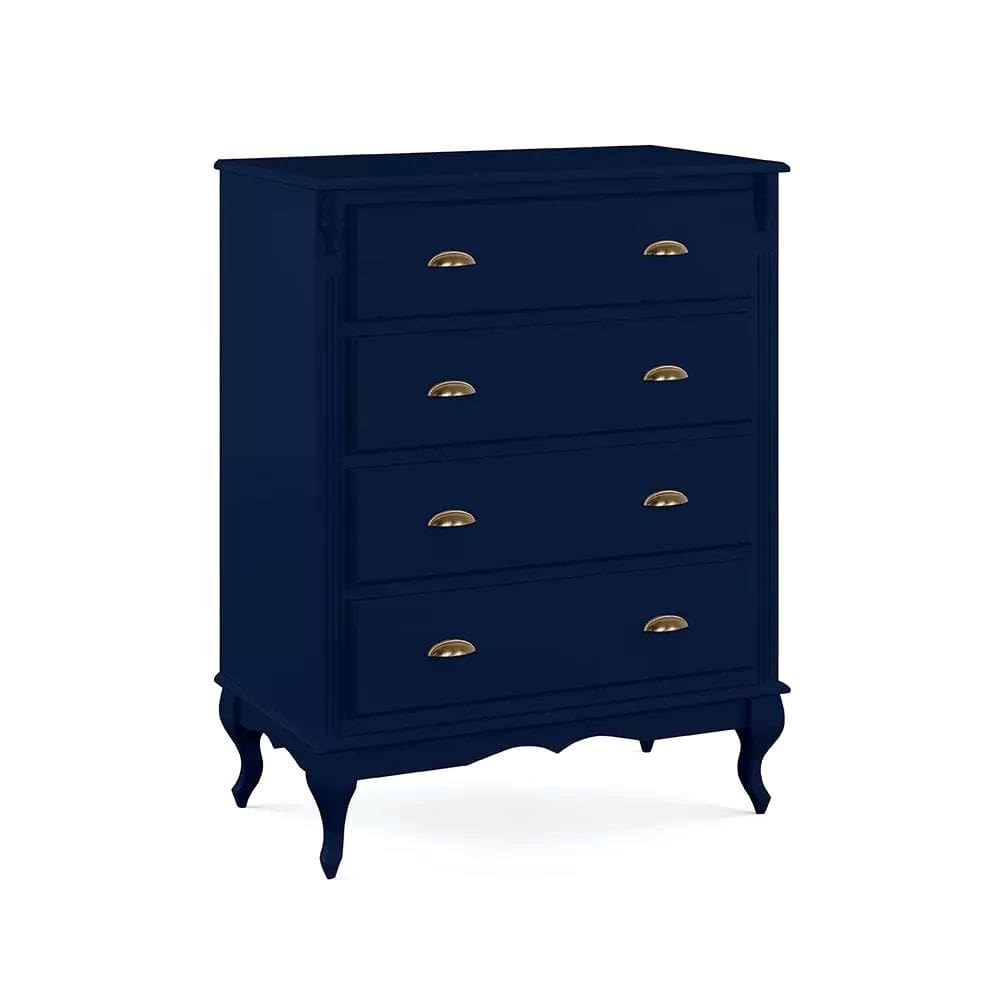 Cômoda de Madeira 4 Gavetas Pés Luis Xv 60816 Hannover - Azul Petróleo