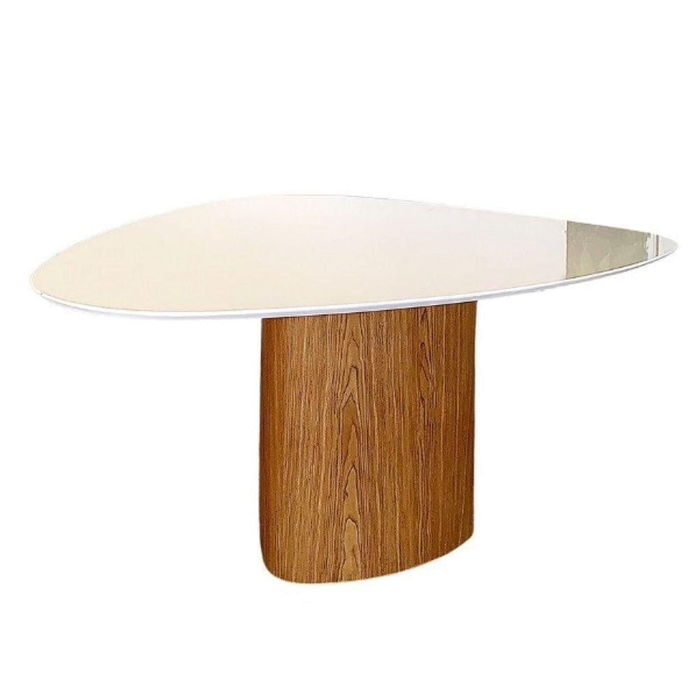 Mesa de Jantar Cone orgânica Redonda 90x93 cm Base Freijó com Tampo Laqueado