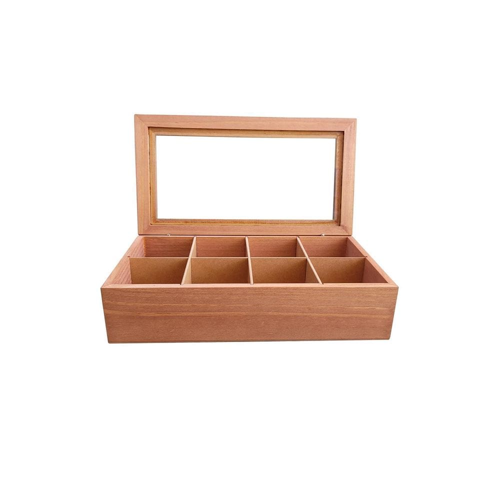 Caixa/estojo para 08 cha mogno rustica