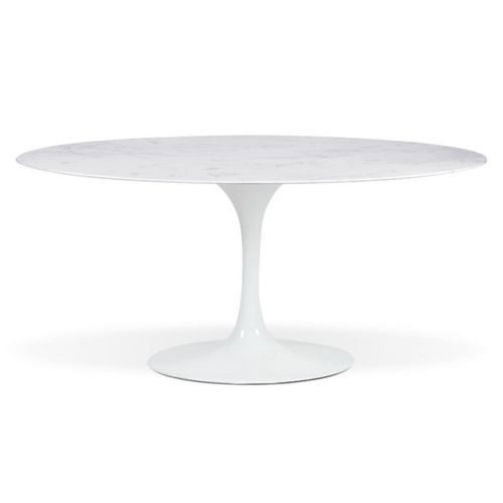 Mesa de Jantar Saarinen Oval 180x100 cm Mármore Branco Extra Base Branca