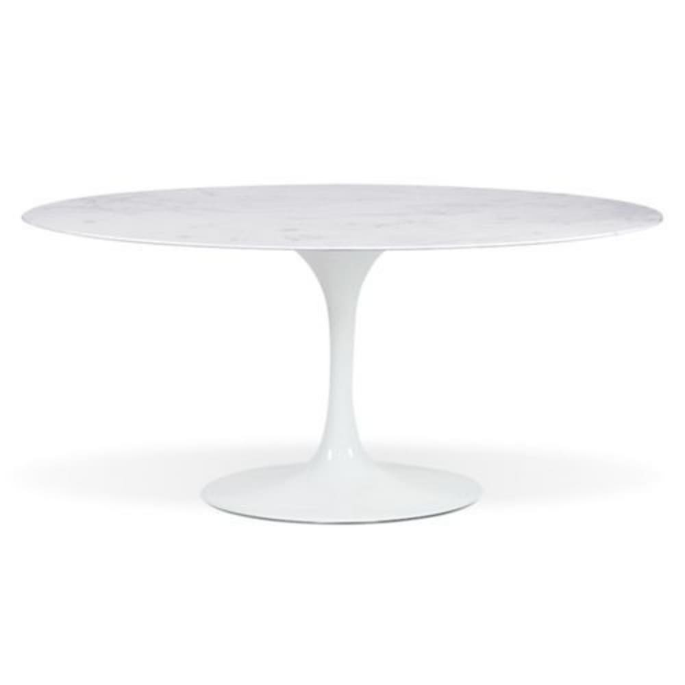 Mesa de Jantar Saarinen Oval 120x80 cm Mármore Branco Extra Base Branca