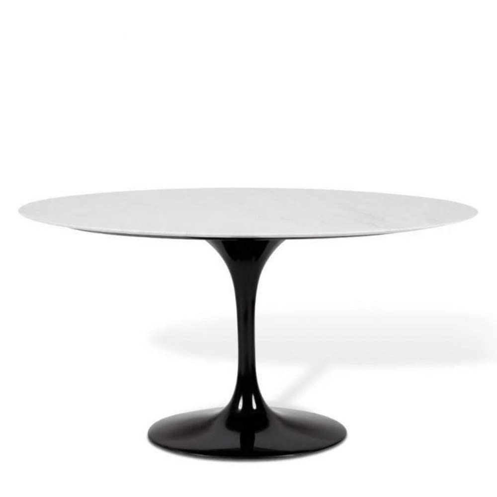Mesa de Jantar Saarinen Oval 137x90 cm Mármore Carrara Base Preta