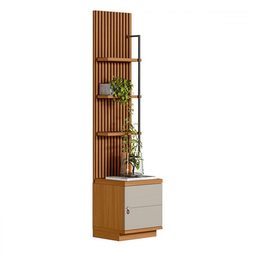 Estante para Livros Ouro Preto 3 Prateleiras 1 Porta Nature/Off White - Linea Brasil