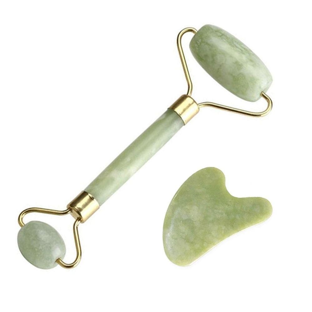 Rolo massageador pedra jade verde + guasha coração smart gr