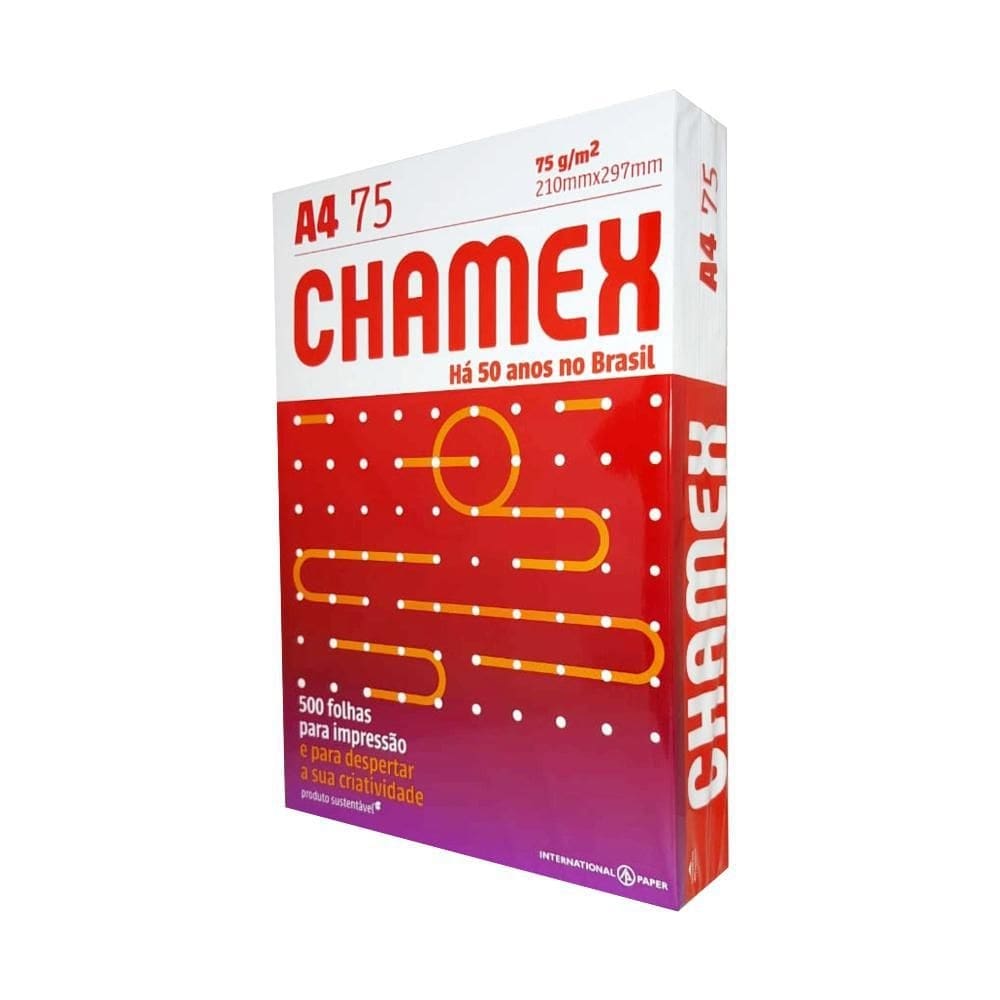 Papel sulfite a4 chamex 500 folhas 75g pacote de folha a4