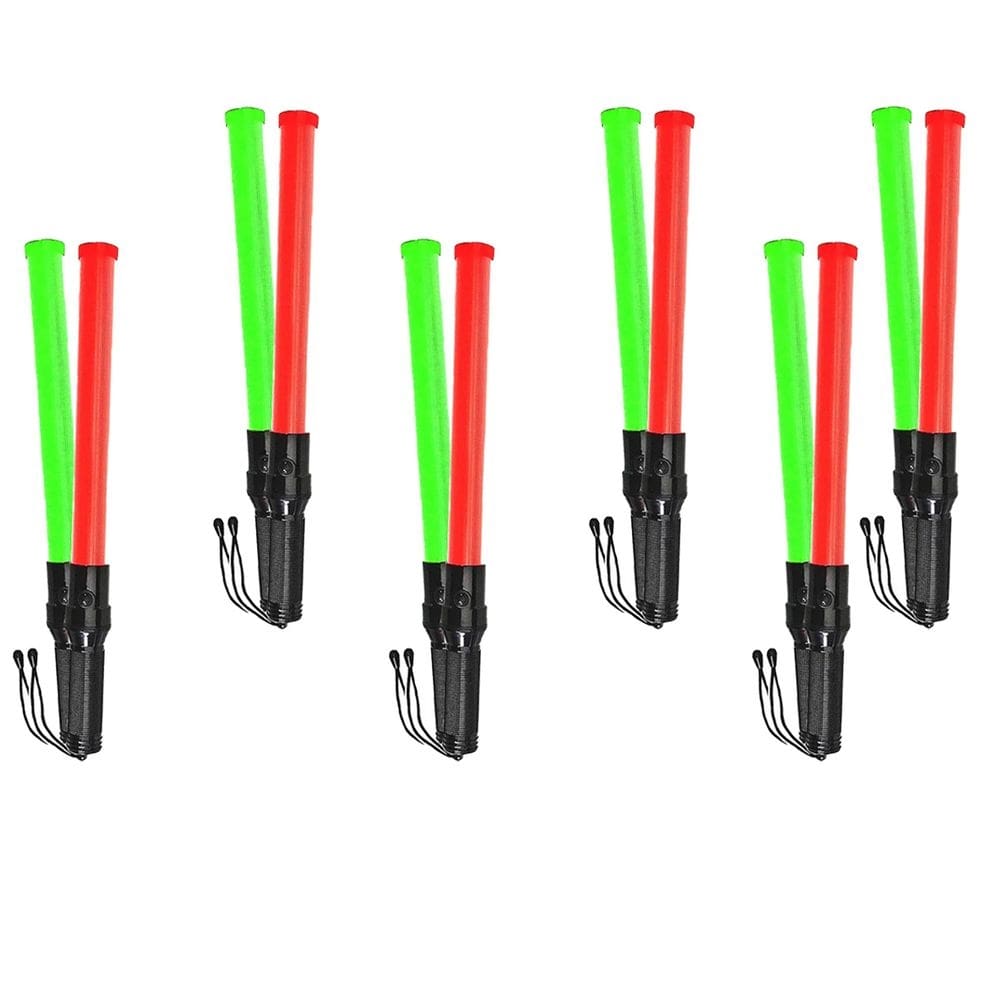 Bastao Sinalizador 2 Cores Kit 6 Unidades Led Fluorescente Lanterna Obra Transito Sinalizaçao