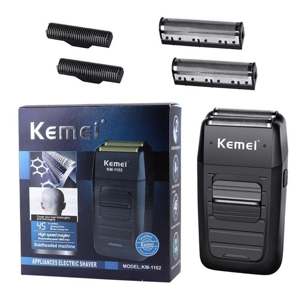 Barbeador shaver elétrico sem fio kemei 2 lâminas km-1102