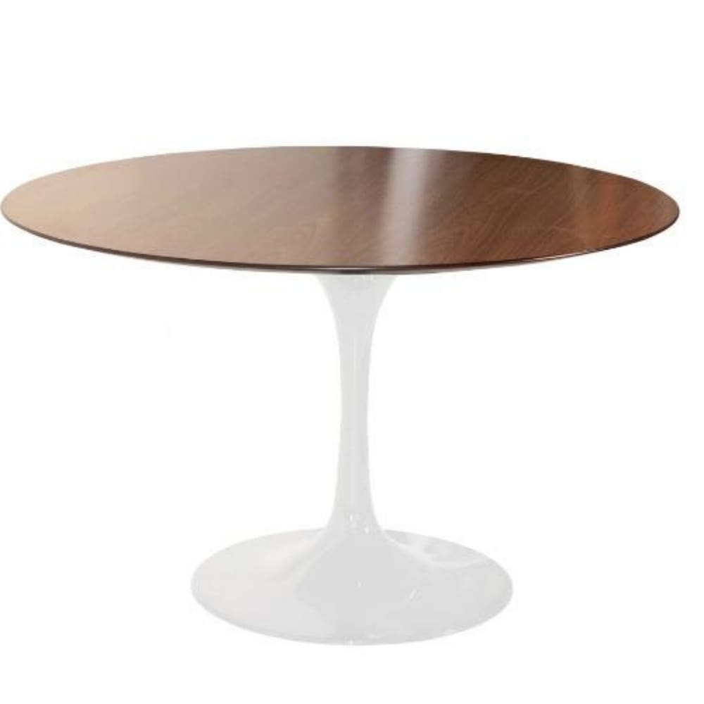 Mesa de Jantar Tulipa Saarinen Redonda 160 cm Tampo Imbuia Base Branca