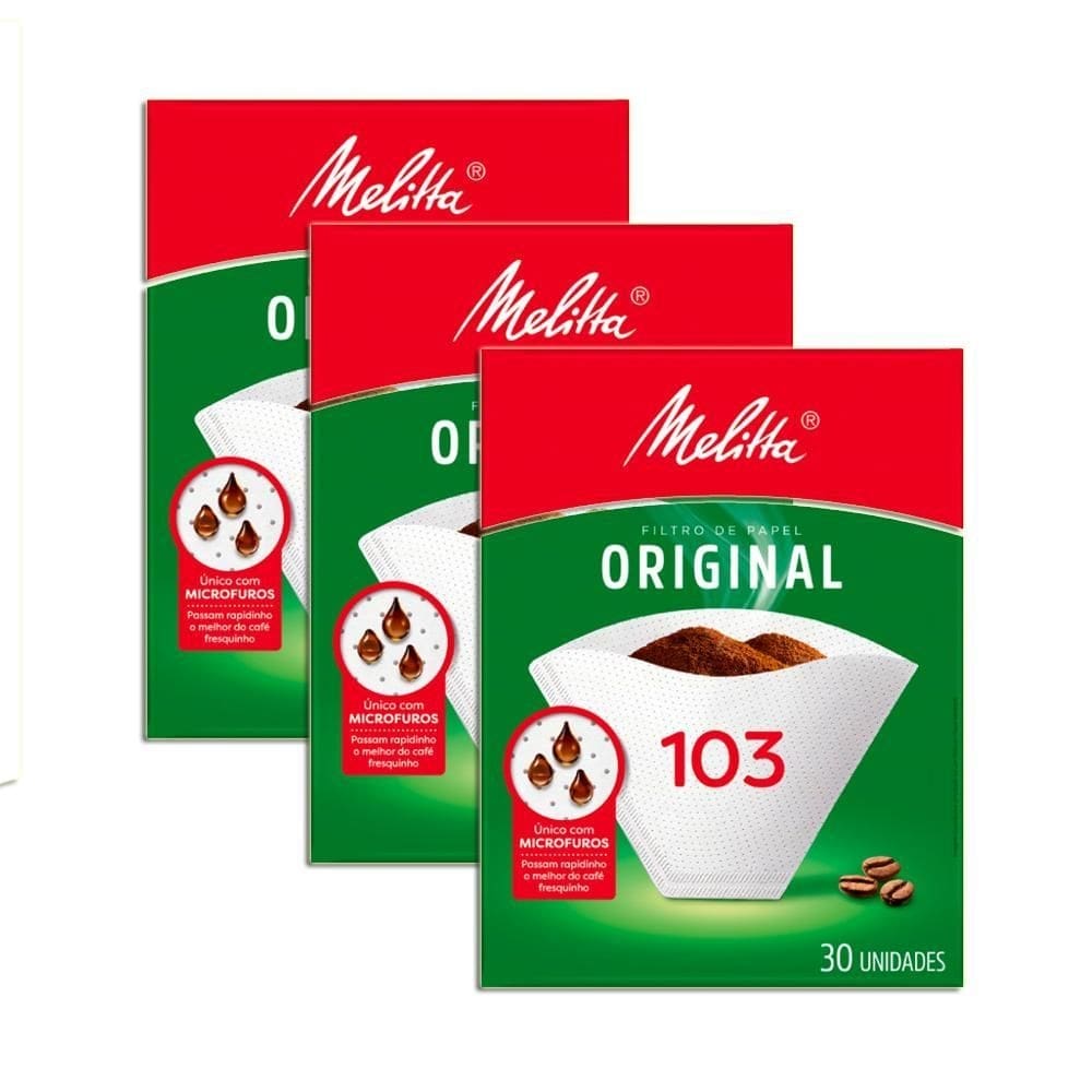 Coador de café de papel filtro melitta n103 kit 3
