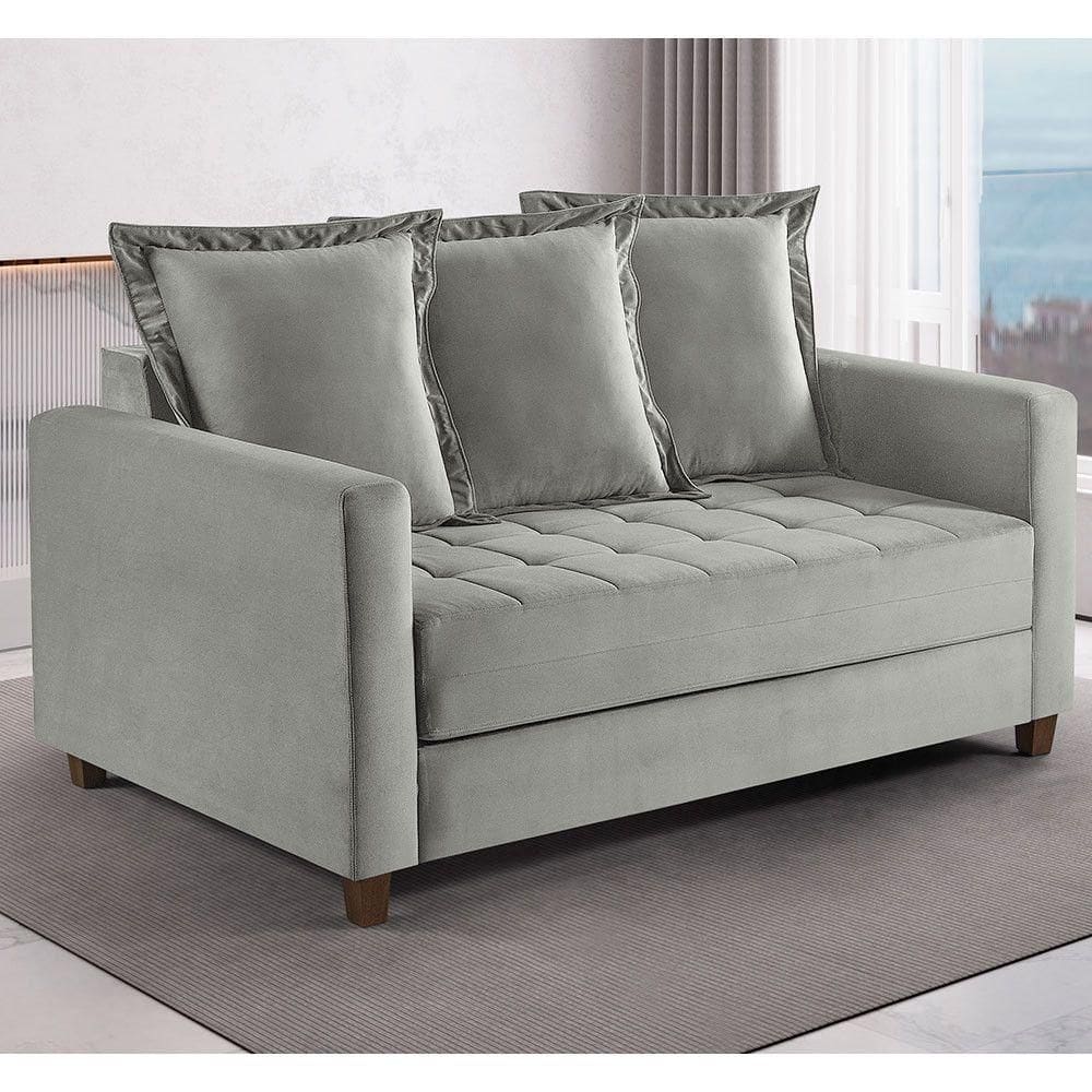 Sofa Cama Rocca Colchao Casal Talento Móveis Bege/Castanho