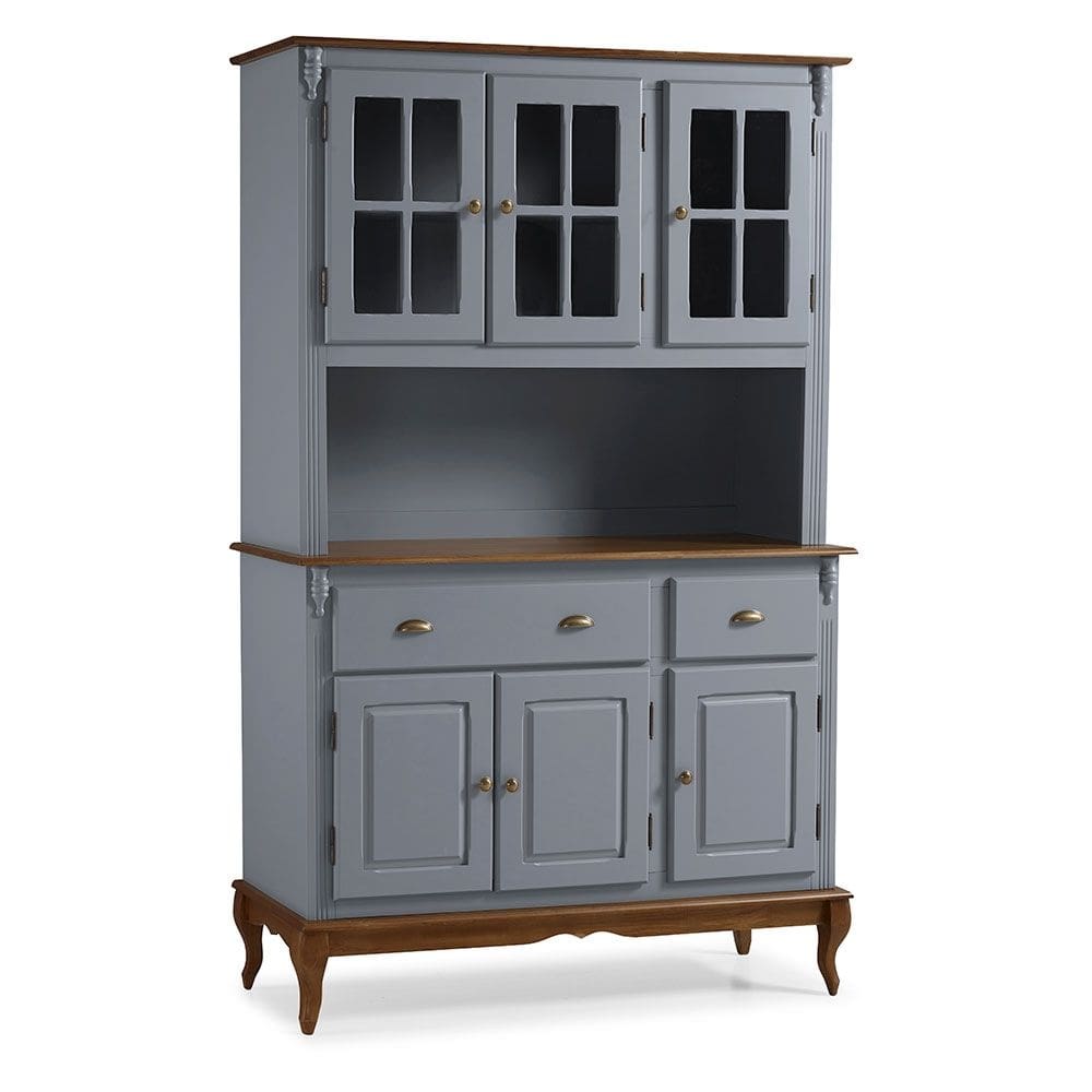 Cristaleira Arca e Oratório 6 Portas 2 Gavetas Hannover 60804 - Cinza/Imbuia Glazer