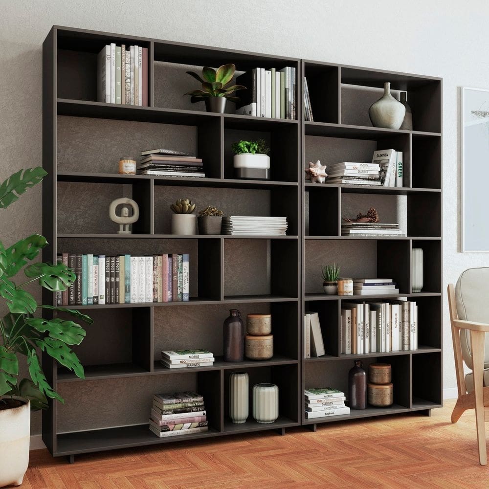 Conjunto 2 Estantes para Livros Euforia Yescasa em Mdp Preto