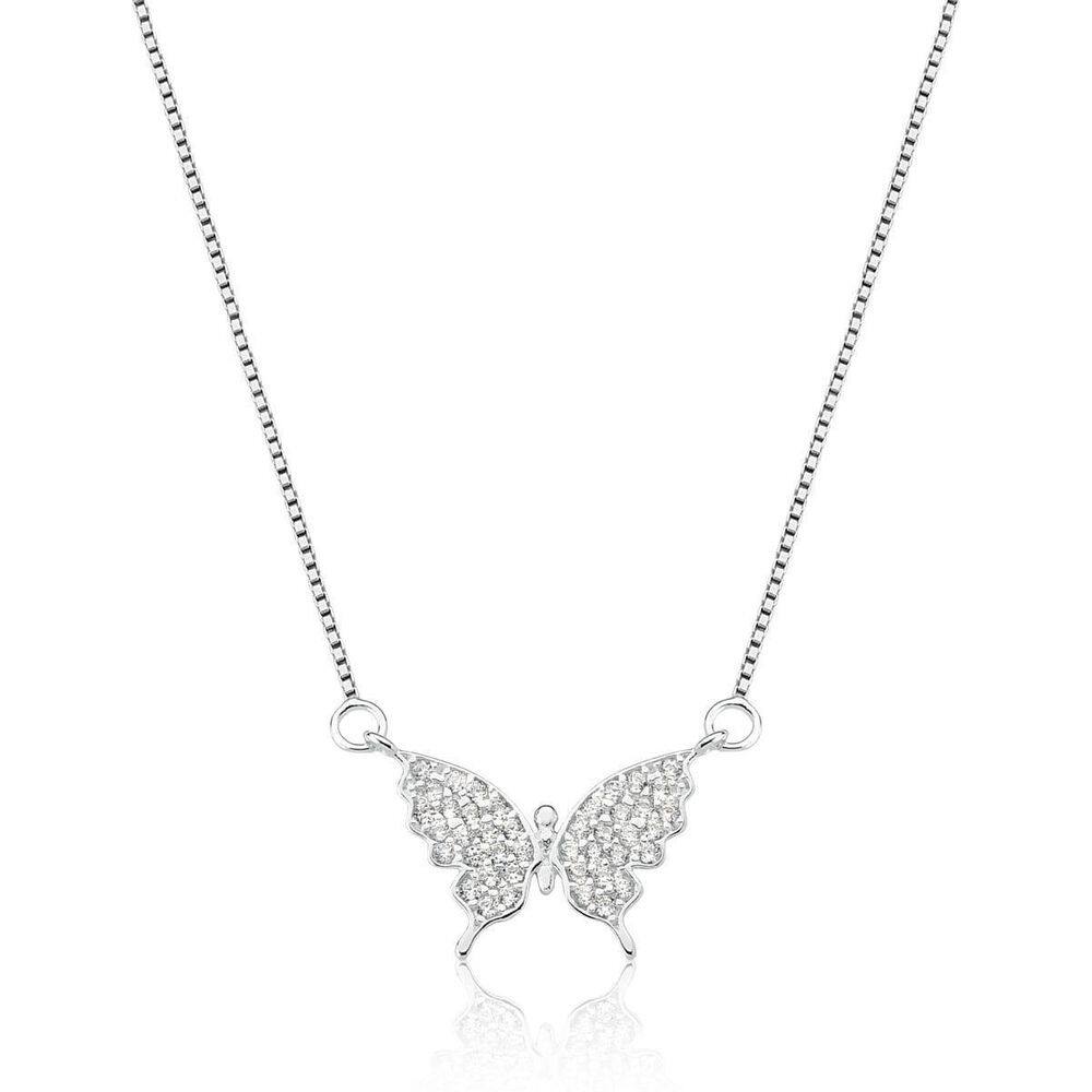 Colar gargantilha prata 925 borboleta pingente zircônia 24p