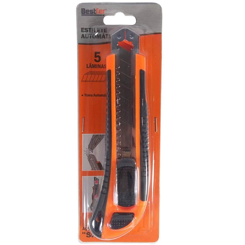 Estilete profissional 18mm com 5 laminas bfh2806 bestfer