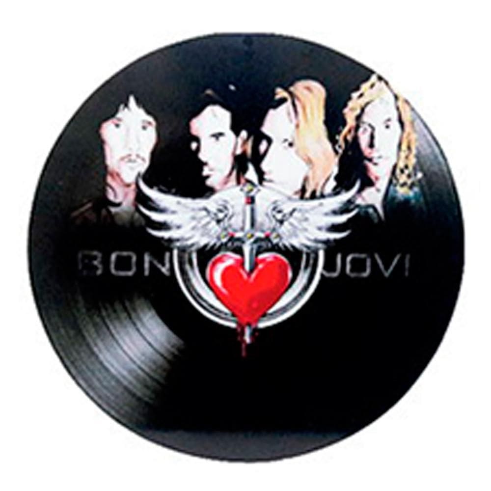 Disco De Vinil Decorativo Em Madeira Star - Bon Jovi