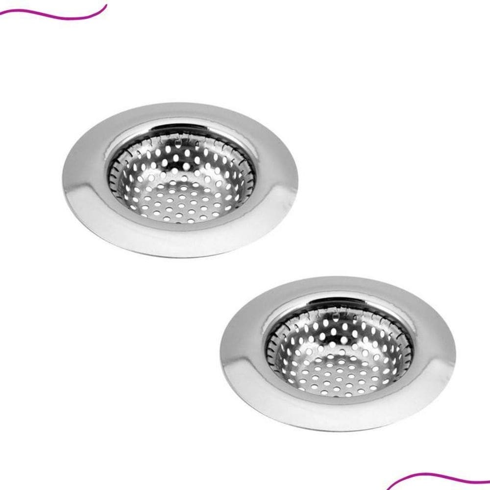 Kit 2 ralo de pia aço inox ralinho cestinha pia cozinha 9cm