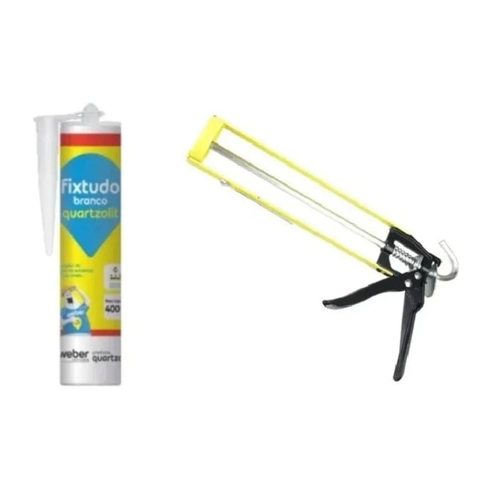 Cola fixtudo branco quartzolit 400g + aplicador profissional