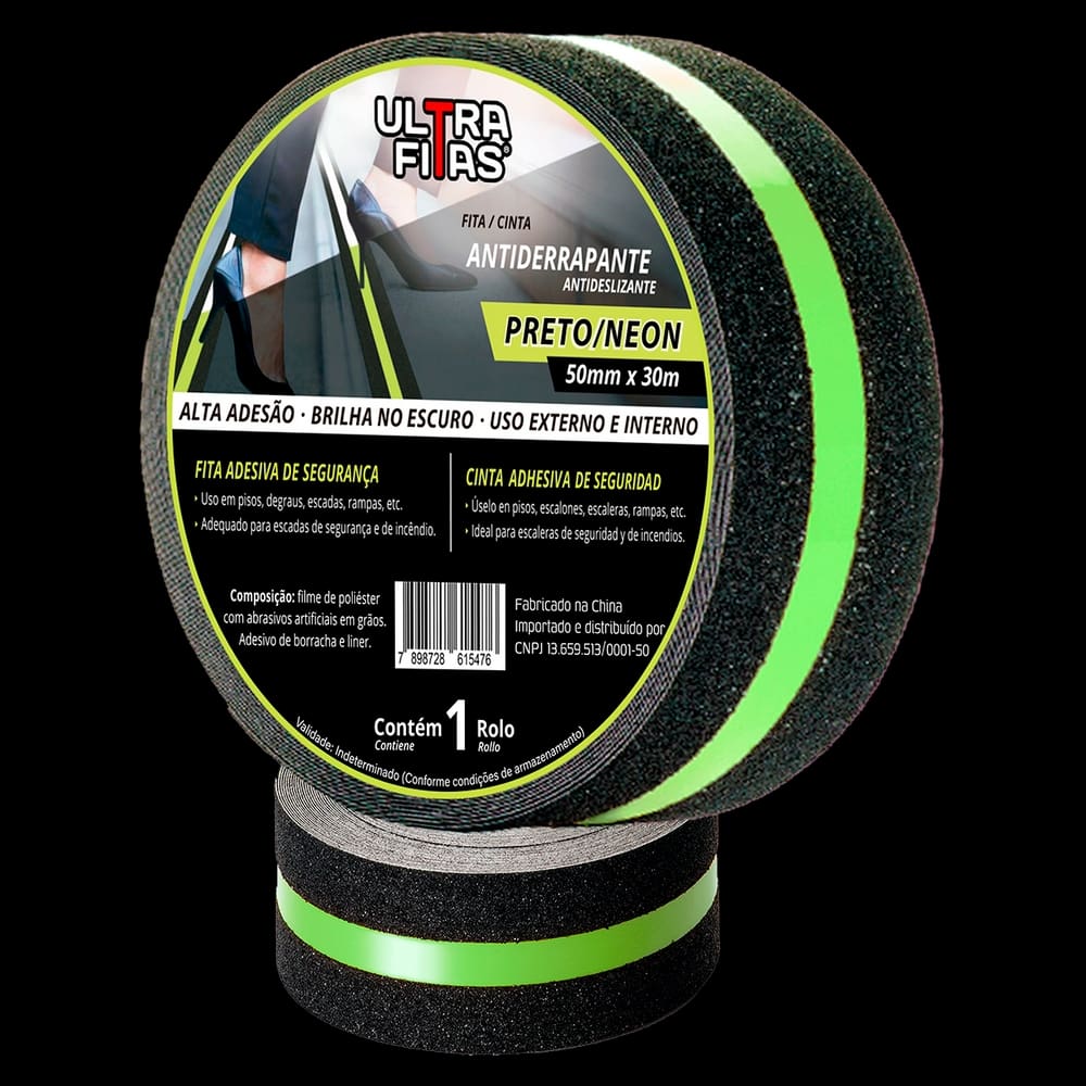 Fita Antiderrapante 50 mm X 30 Metros - Faixa Fotoluminescente