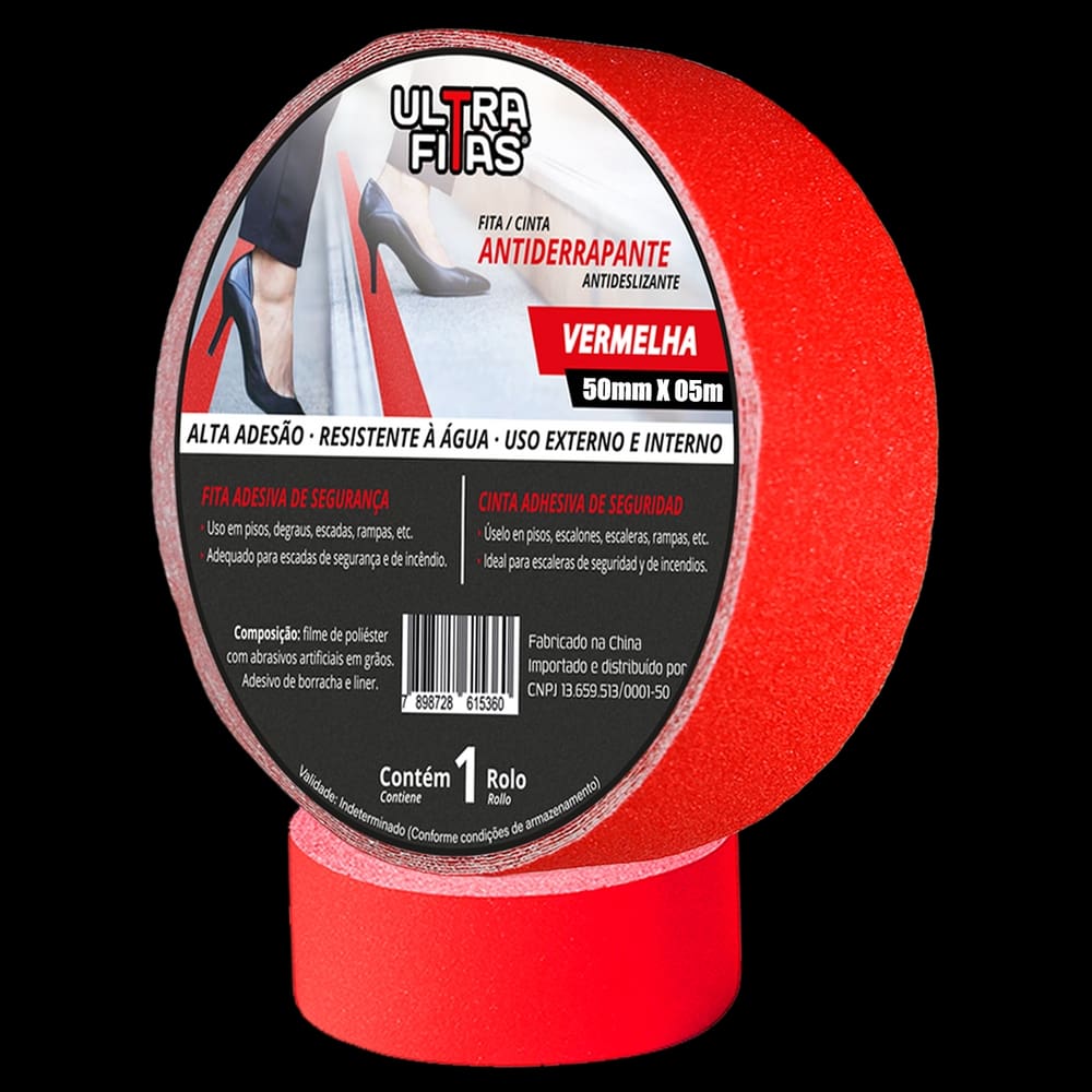 Fita Antiderrapante 50 mm X 05 Metros - Vermelha