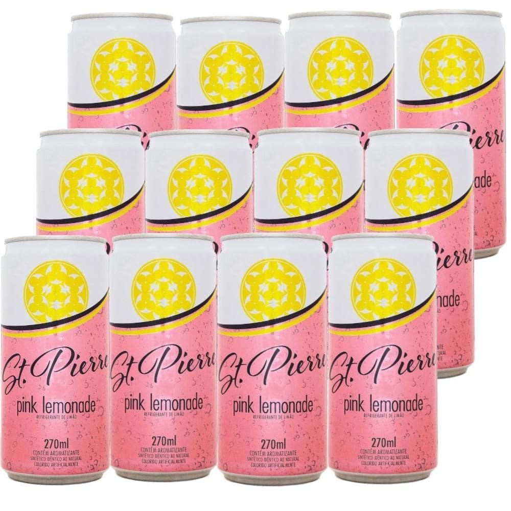 Kit 12 agua tônica st pierre pink lemonade lata 270ml
