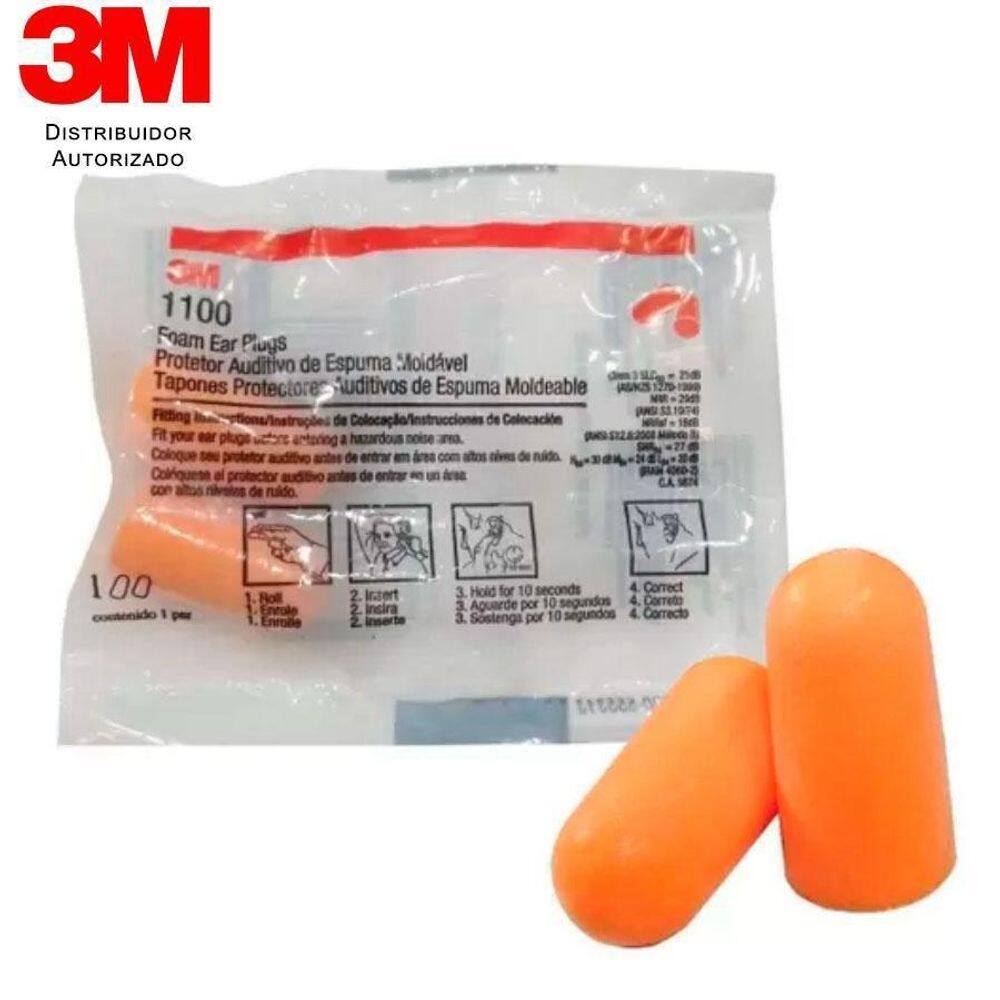 Protetor auricular 3m espuma ouvidos abafador 20 pares cor