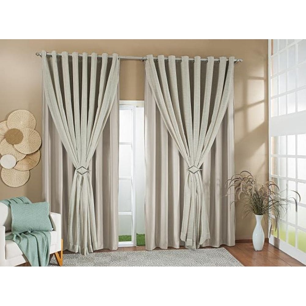 Cortina Gaze Linho Forro Blackout 4,00X2,70 Sala E Quarto