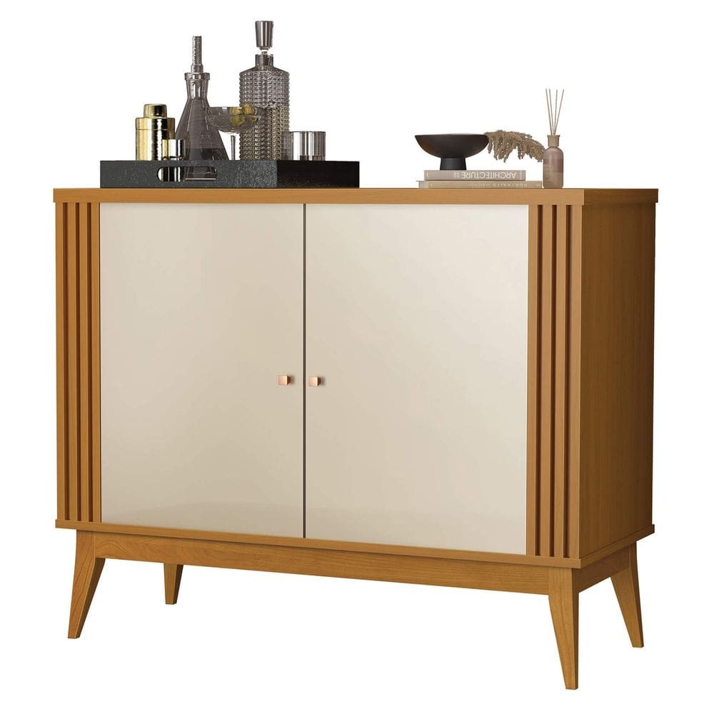 Buffet Argo 90cm Aparador 2 Portas EDN Cor Cedro Off White