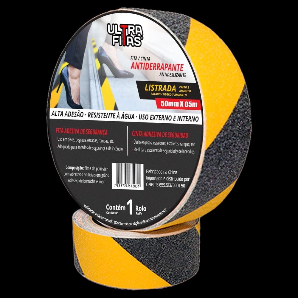 Fita Antiderrapante 50 mm X 05 Metros - Listrada (Amarela e Preta)
