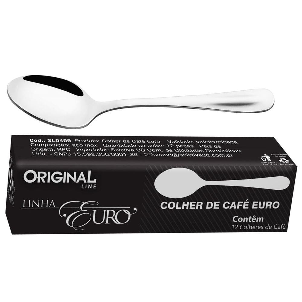 Colheres para café inox euro com 12 pçs line