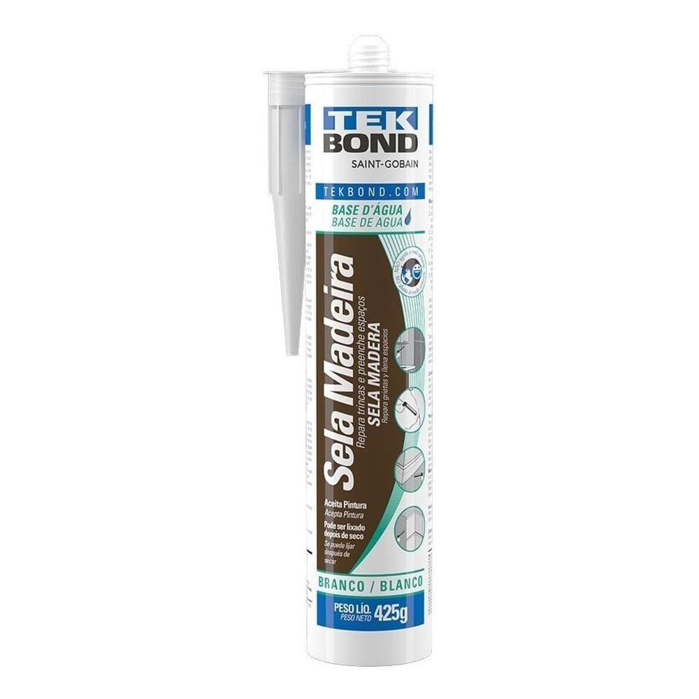 Silicone branco sela madeira base agua acabamento rodapé