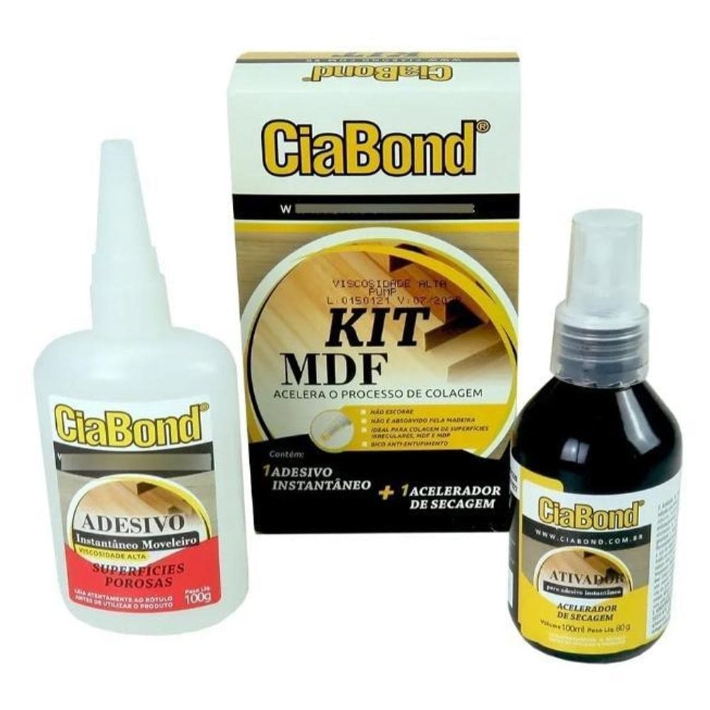 Adesivo instantâneo + acelerador kit mdf cola cianoacrilato