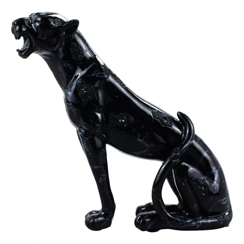 Pantera Negra Sentada 19.5cm - Resina Animais