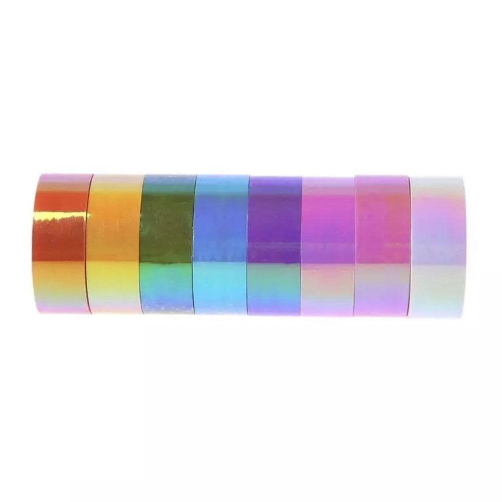 Fita decorativa washi tape - holográfica kit com 10 unidades
