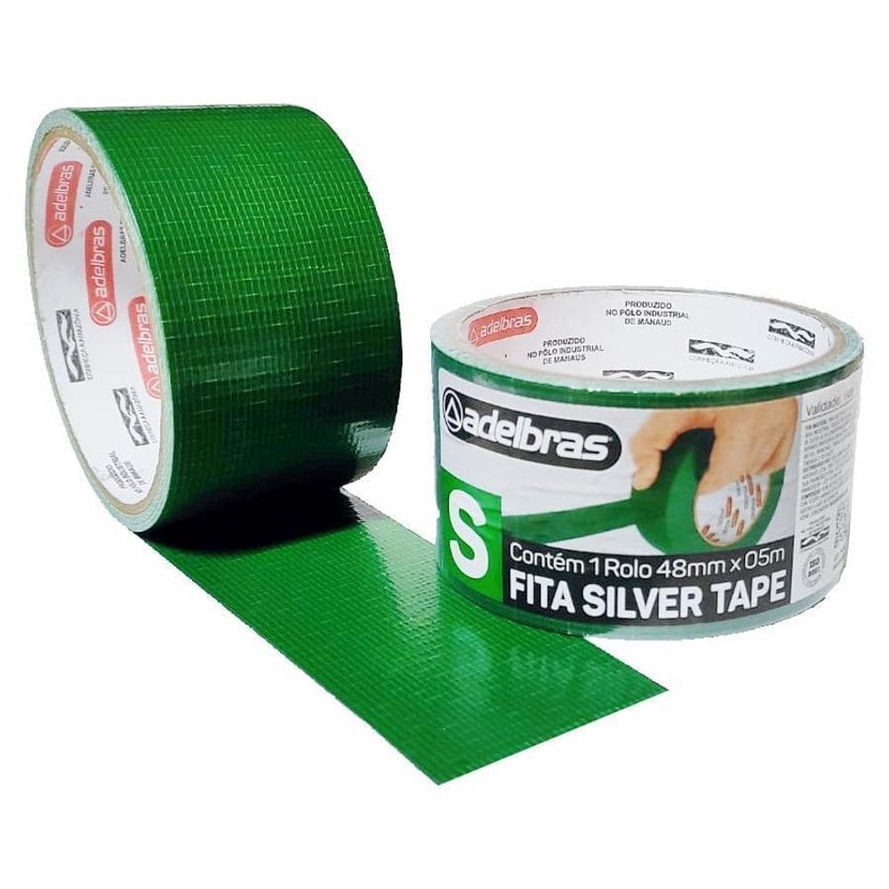 Fita adesiva silver tape multiuso alta fixação 48mmx5m verde