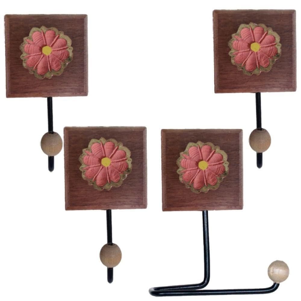 Kit Acessórios Banheiro 3 Toalheiros 1 Porta Papel Higiênico Cor Rosa